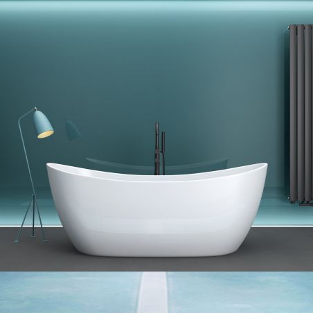 Freistehende Badewanne, glänzend Weiß, thermoaktives Acryl, 180x80 cm, EGO 502