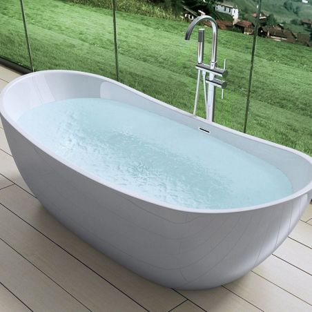 Freistehende Badewanne, glänzend Weiß, thermoaktives Acryl, 180x80 cm, EGO 502