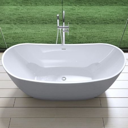Freistehende Badewanne, glänzend Weiß, thermoaktives Acryl, 180x80 cm, EGO 502