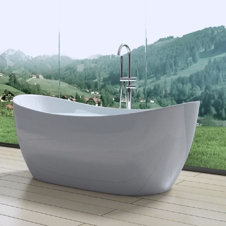 Freistehende Badewanne, glänzend Weiß, thermoaktives Acryl, 180x80 cm, EGO 502