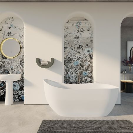 Freistehende Badewanne, Acryl, mit integriertem Ablaufventil, glänzend weiß außen/innen, 170x75 cm, Liza Freistehende Badewanne, Acryl, mit integriertem Ablaufventil, glänzend weiß außen/innen, 170x75 cm, Liza