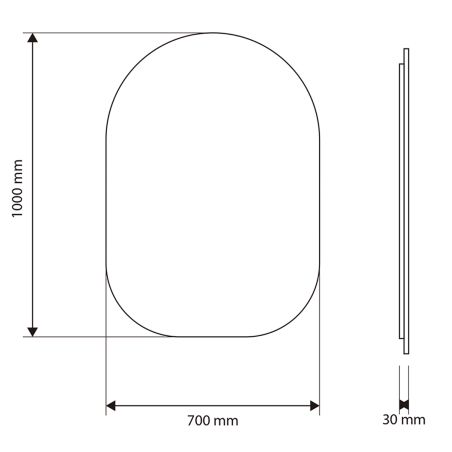 LED-Spiegel, Anti-Beschlag und Touch-Taste, 5 mm, 3 Lichtfarben, Einstellbare Helligkeit, Größen 60x80-70x100 cm, Fiore