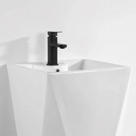 Standwaschbecken Enrico, Weiß, mit Hahnloch, 47x47x83 cm, Bodenmontage, Sanitärkeramik