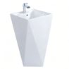 Standwaschbecken Enrico, Weiß, mit Hahnloch, 47x47x83 cm, Bodenmontage, Sanitärkeramik