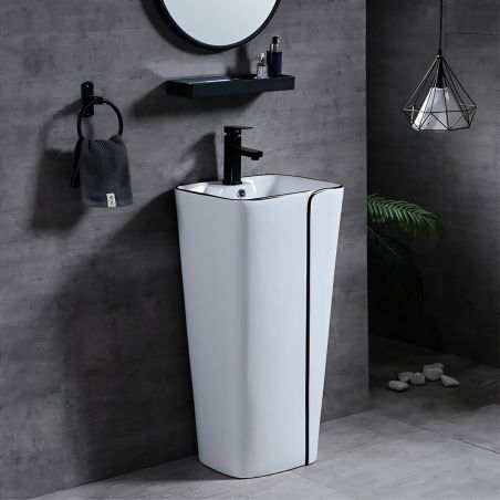 Standwaschbecken Lazio, 43x36x86 cm, Bodenmontage, mit Hahnloch, Sanitärkeramik, Royalty Line by Ego