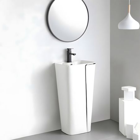Standwaschbecken Lazio, 43x36x86 cm, Bodenmontage, mit Hahnloch, Sanitärkeramik, Royalty Line by Ego