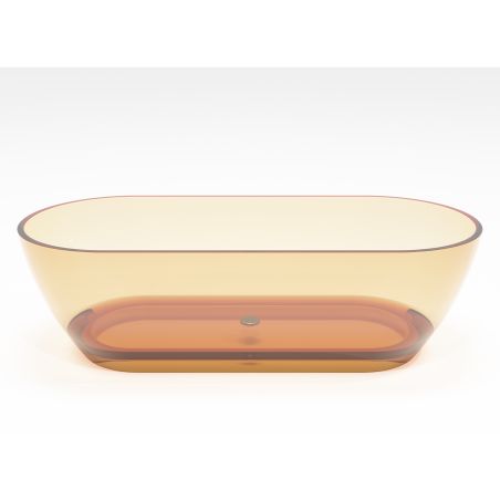 Freistehende Badewanne, CristalMood, Transparent Gelb, 170x80 cm, mit Ablaufventil, Sole