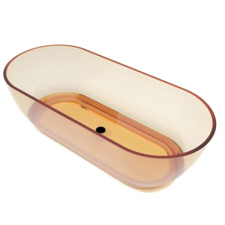 Freistehende Badewanne, CristalMood, Transparent Gelb, 170x80 cm, mit Ablaufventil, Sole