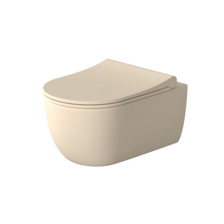 WC-Becken EGO Michael Rimless, 49x37 cm, Jasmin seidenmatt, Power Colour, hängende Montage, Duroplast Soft-Close Easy-Off-Deckel