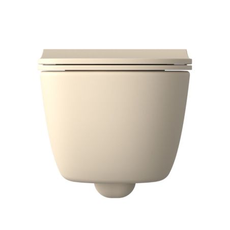 WC-Becken EGO Michael Rimless, 49x37 cm, Jasmin seidenmatt, Power Colour, hängende Montage, Duroplast Soft-Close Easy-Off-Deckel