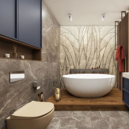 WC-Becken EGO Michael Rimless, 49x37 cm, Jasmin seidenmatt, Power Colour, hängende Montage, Duroplast Soft-Close Easy-Off-Deckel