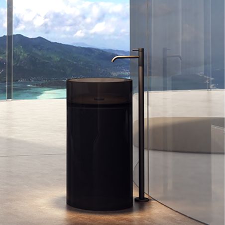 Freistehendes Waschbecken, CristalMood, Transparent Schwarz, 44.5x44.5x80 cm, Sole
