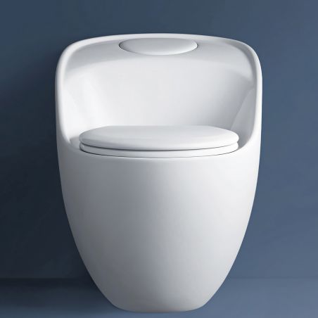 Santa Rimless WC, 69x46 cm, Einbautank, Weiß, Bodenmontage, Soft-Close-Deckel inklusive, Lizenzlinie von Ego