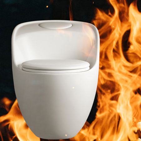 Santa Rimless WC, 69x46 cm, Einbautank, Weiß, Bodenmontage, Soft-Close-Deckel inklusive, Lizenzlinie von Ego