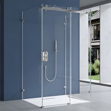 Duschkabine, 3 Seiten, Schiebetür, 8 mm Glas, Nano-Beschichtung, Maße nach Wahl, EGO-17-2U