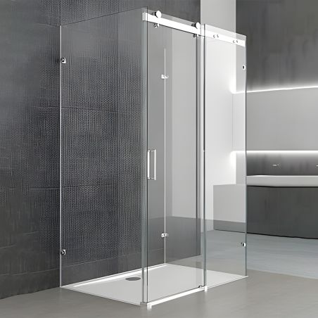 Duschkabine, 3 Seiten, Schiebetür, 8 mm Glas, Nano-Beschichtung, Maße nach Wahl, EGO-17-2U