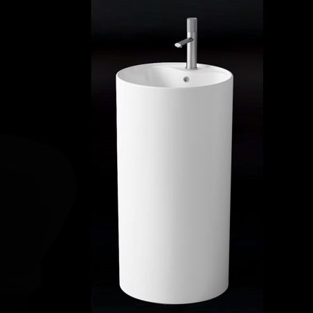 Standwaschbecken, Glänzend Weiß, mit Hahnloch, Durchmesser 45 cm, Modena