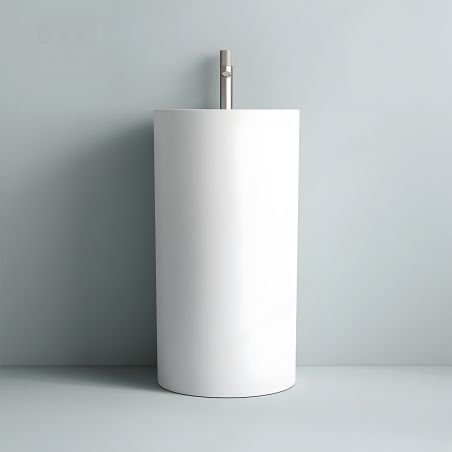 Standwaschbecken, Glänzend Weiß, mit Hahnloch, Durchmesser 45 cm, Modena