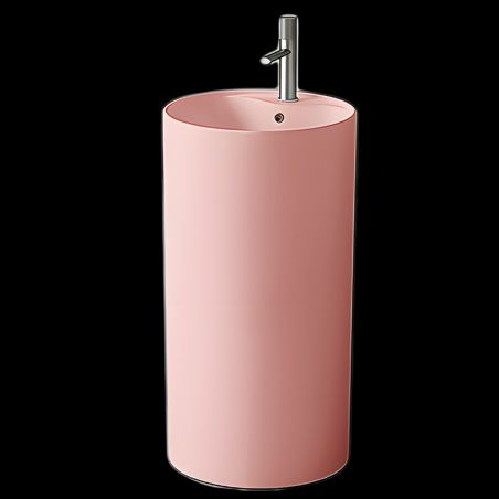 Standwaschbecken, Lachsrosa Mat, Power Colour, Bodenmontage, mit Hahnloch, Durchmesser 45 cm, Modena
