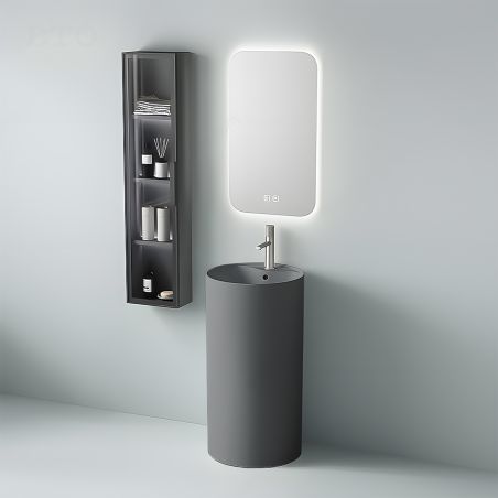 Standwaschbecken, Mattgrau, Power Colour, mit Hahnloch, Durchmesser 45 cm, Modena