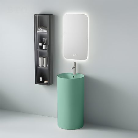 Standwaschbecken, Mintgrün Matt, Power Colour, mit Hahnloch, Durchmesser 45 cm, Modena