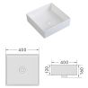 Waschbecken, Mattweiß, Sanitärkeramik, ohne Hahnloch, 40x40 cm, Blanco