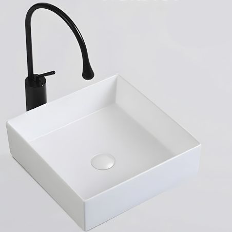 Waschbecken, Mattweiß, Sanitärkeramik, ohne Hahnloch, 40x40 cm, Blanco