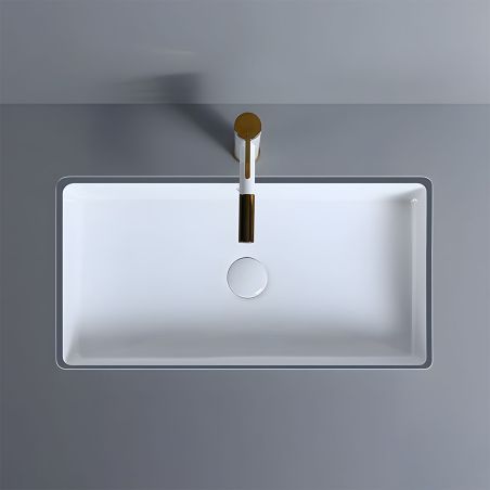 Waschbecken, Glänzend Weiß, Unterbau-Montage, ohne Hahnloch, 70–80x42 cm, Sanitärkeramik, Livia
