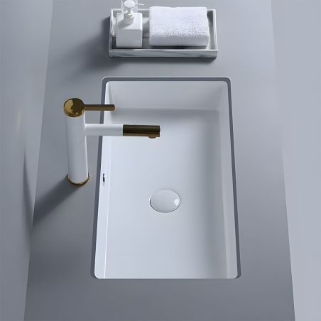 Waschbecken, Glänzend Weiß, Unterbau-Montage, ohne Hahnloch, 70–80x40 cm, Sanitärkeramik, Livia