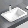 Waschbecken, Glänzend Weiß, Halb-Einbaumontage, mit Hahnloch, Sanitärkeramik, 60x44 cm, Monza