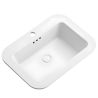 Waschbecken, Glänzend Weiß, Halb-Einbaumontage, mit Hahnloch, Sanitärkeramik, 60x44 cm, Monza