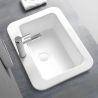 Waschbecken, Glänzend Weiß, Halb-Einbaumontage, mit Hahnloch, Sanitärkeramik, 60x44 cm, Monza