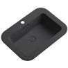 Waschbecken, Mattschwarz, Power Colour, Halb-Einbaumontage, mit Hahnloch, Sanitärkeramik, 60x44 cm, Monza