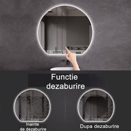 Smart LED-Spiegel, 4 mm, Anti-Beschlag, Touch-Taste, 3 Lichtfarben, Größen: 70x80 cm, Durchmesser 80, 90, 100 cm, Orbis