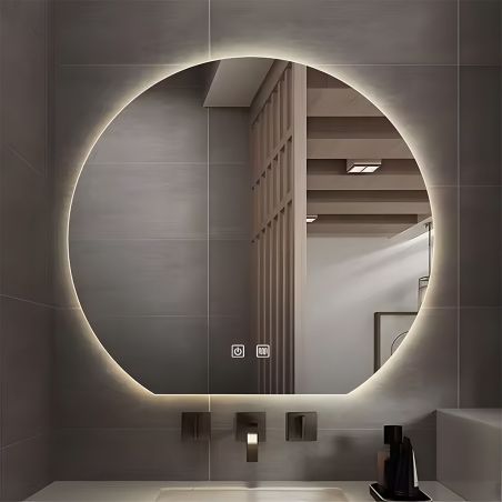 Smart LED-Spiegel, 4 mm, Anti-Beschlag, Touch-Taste, 3 Lichtfarben, Größen: 70x80 cm, Durchmesser 80, 90, 100 cm, Orbis