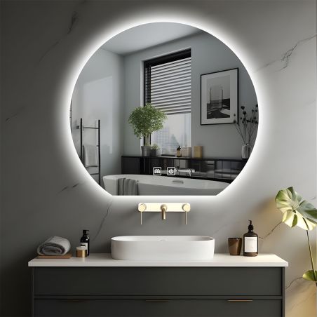 Smart LED-Spiegel, 4 mm, Anti-Beschlag, Touch-Taste, 3 Lichtfarben, Größen: 70x80 cm, Durchmesser 80, 90, 100 cm, Orbis