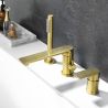 Badewannenarmatur, mit Perlator, schwenkbarer Auslauf, 3-Loch-Montage, Mattgold, Messing, Toledo