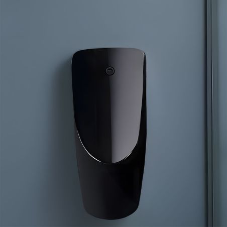 Urinal mit integriertem Sensor, Wand- oder Bodenablauf, 35x38x76 cm, Glänzend Schwarz, Lavino