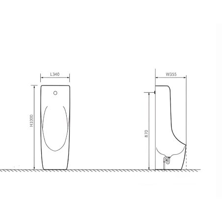 Urinal mit integriertem Sensor, Bodenablauf, 34x35.5x100 cm, Glänzend Weiß, Silento