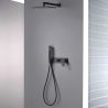 Duschsystem, Schwarz, 2 Funktionen, Messing, wandbündige Montage, Lucente