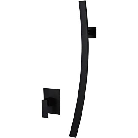 Waschbeckenarmatur, Wasserfall Design, Einhebelmischer, Schwarz, Messing, Wandmontage, Fluvia