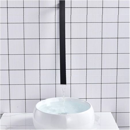 Waschbeckenarmatur, Wasserfall Design, Einhebelmischer, Schwarz, Messing, Wandmontage, Fluvia