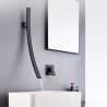 Waschbeckenarmatur, Wasserfall Design, Einhebelmischer, Mattschwarz, Messing, Wandmontage, Fluvia