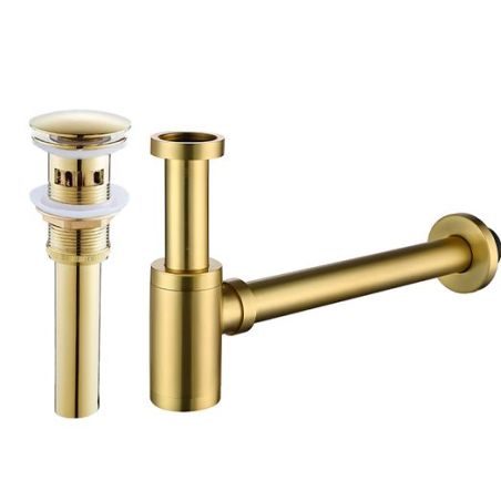 Siphon mit Ventil, Pop-up-System, Gold, mit oder ohne Überlauf, Silikondichtung, Zaro