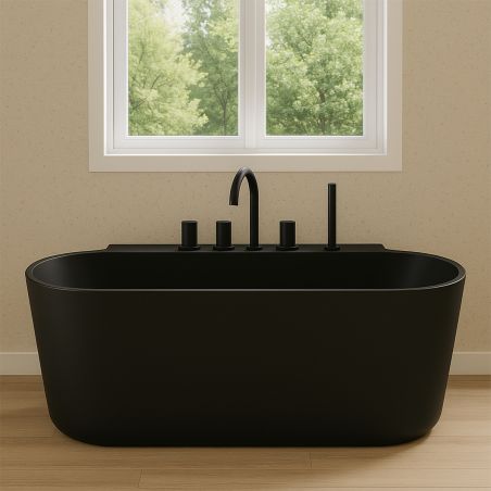 Badewannenarmatur, Mattschwarz, Messing, 5-Loch-Montage, Wannenmontage, Viva Badewannenarmatur, Mattschwarz, Messing, 5-Loch-Montage, Wannenmontage, Viva