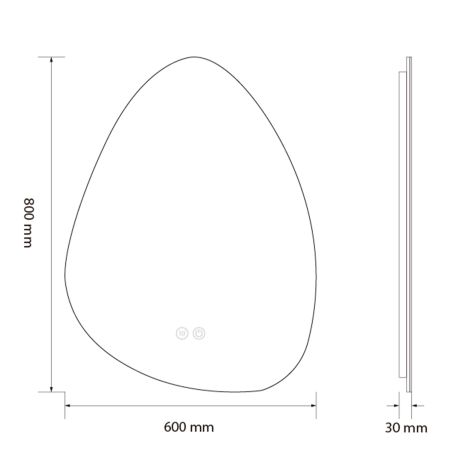 LED-Spiegel, Anti-Beschlag und Touch-Taste, 5mm Glas, 3 Lichtfarben, Einstellbare Helligkeit, Maße 60-75 x 80-100 cm, Gloria