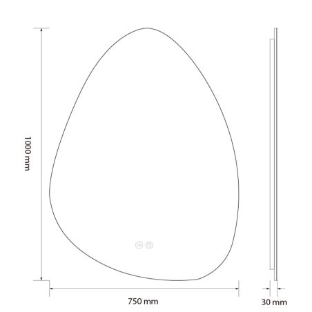 LED-Spiegel, Anti-Beschlag und Touch-Taste, 5mm Glas, 3 Lichtfarben, Einstellbare Helligkeit, Maße 60-75 x 80-100 cm, Gloria