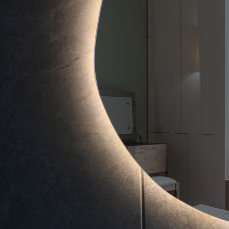 LED-Spiegel, Anti-Beschlag und Touch-Taste, 5mm Glas, 3 Lichtfarben, Einstellbare Helligkeit, Maße 60-75 x 80-100 cm, Gloria