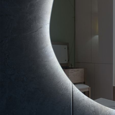 LED-Spiegel, Anti-Beschlag und Touch-Taste, 5mm Glas, 3 Lichtfarben, Einstellbare Helligkeit, Maße 60-75 x 80-100 cm, Gloria