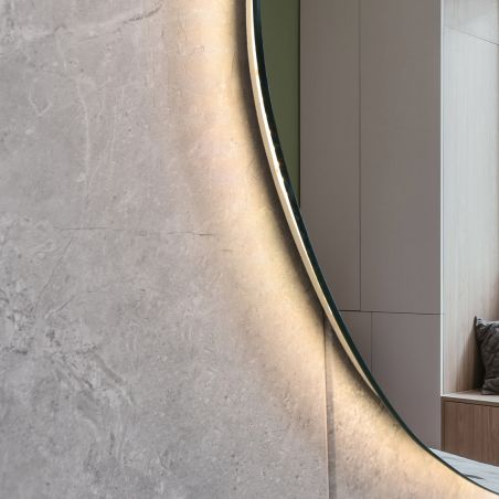 LED-Spiegel, Anti-Beschlag und Touch-Taste, 5mm Glas, 3 Lichtfarben, Einstellbare Helligkeit, Maße 60-75 x 80-100 cm, Gloria